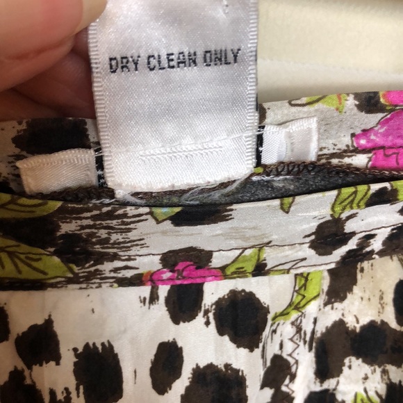 Isabela d. Floral Silk Skirt Lightweight A-line Pink Green Black White Sz 4 EUC - Picture 7 of 7